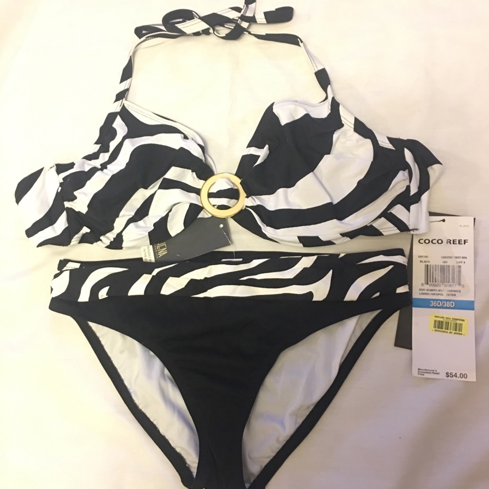 Coco Reef halter underwire 36/38D zebra bikini - Picture 3 of 4